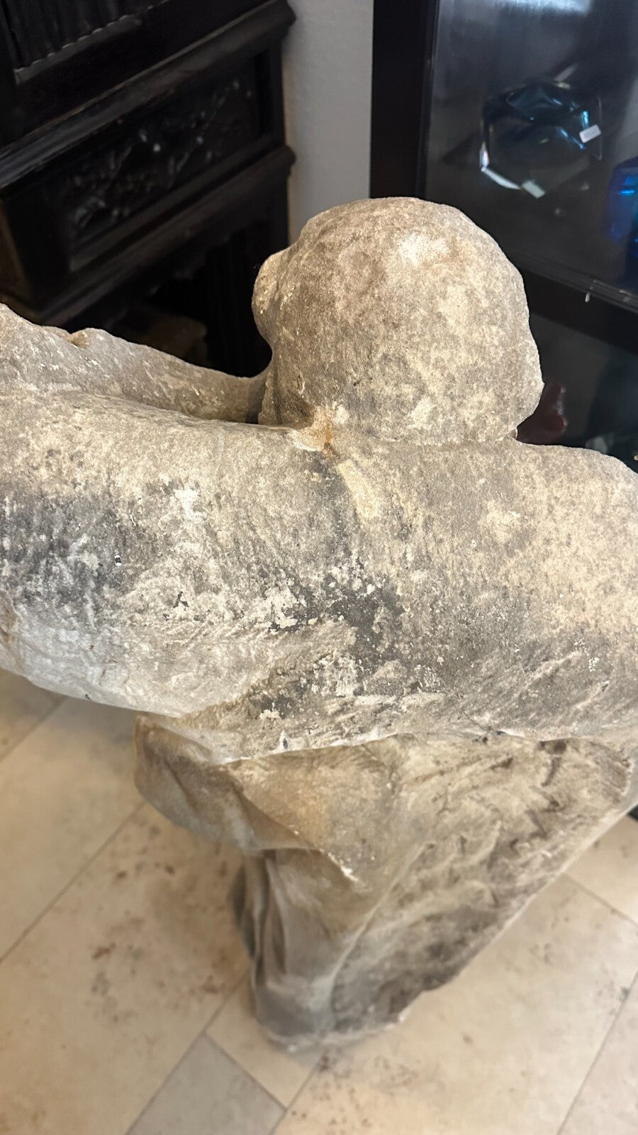 Barock Heiligenfigur aus Sandstein 18 tes Jhdt Heiliger mit Umhang 111cm