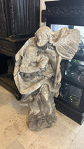 BAROCK HEILIGENFIGUR AUS SANDSTEIN 18 TES JHDT HEILIGER MIT UMHANG 111cm