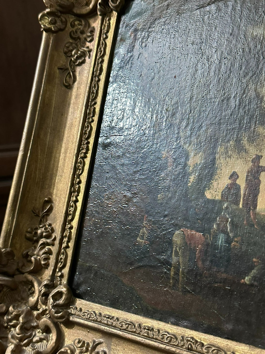Barock Altmeister Ölgemälde Rastende Bauern Landschaft um 1750