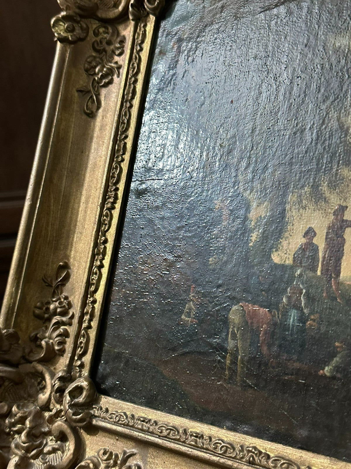 Barock Altmeister Ölgemälde Rastende Bauern Landschaft um 1750