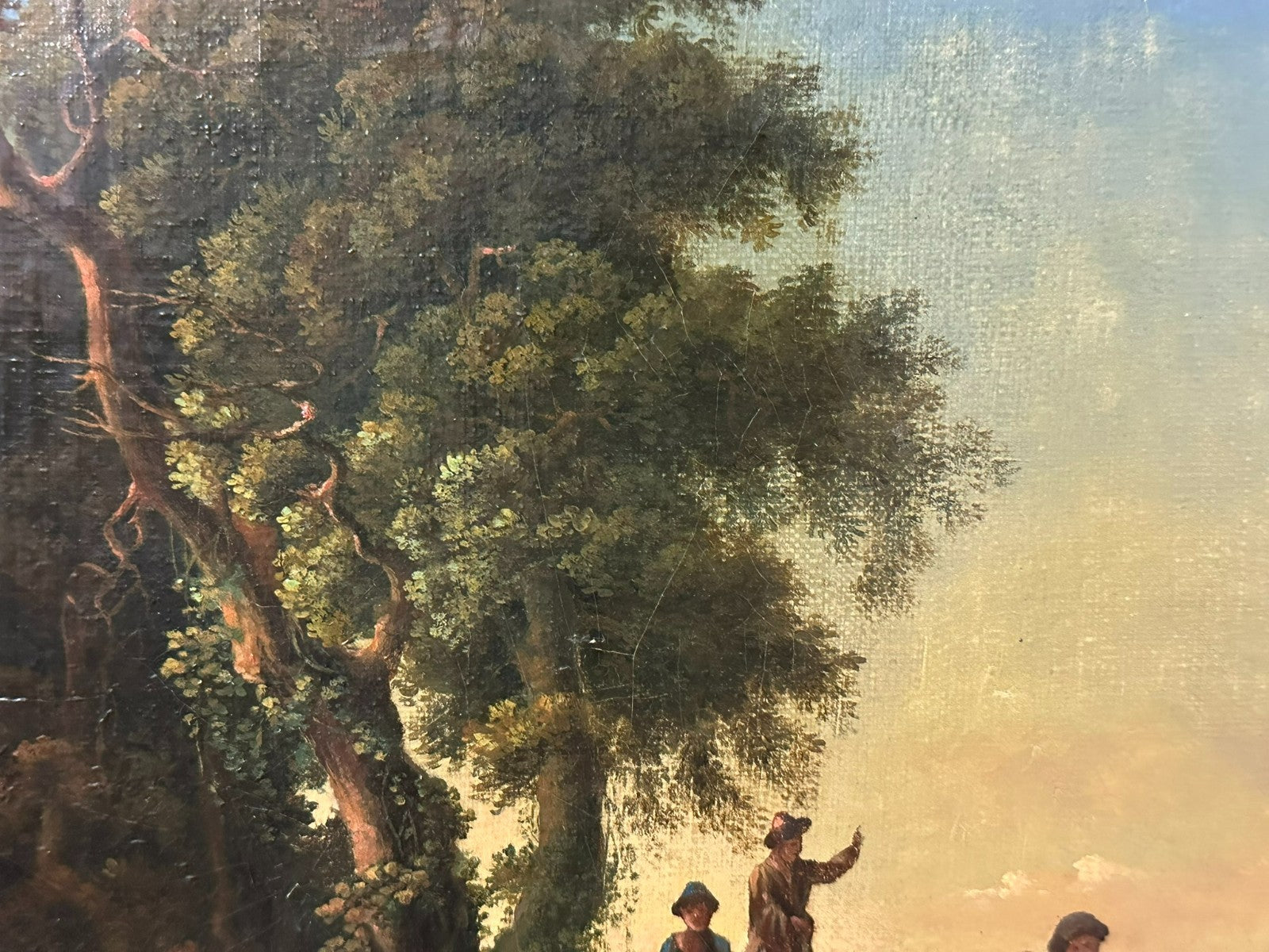 Barock Altmeister Ölgemälde Rastende Bauern Landschaft um 1750