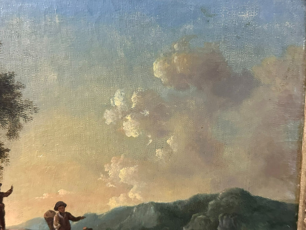 Barock Altmeister Ölgemälde Rastende Bauern Landschaft um 1750