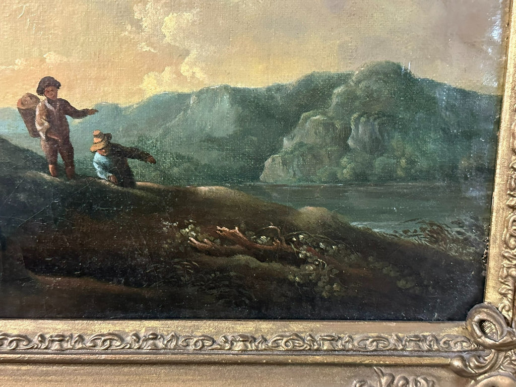 Barock Altmeister Ölgemälde Rastende Bauern Landschaft um 1750