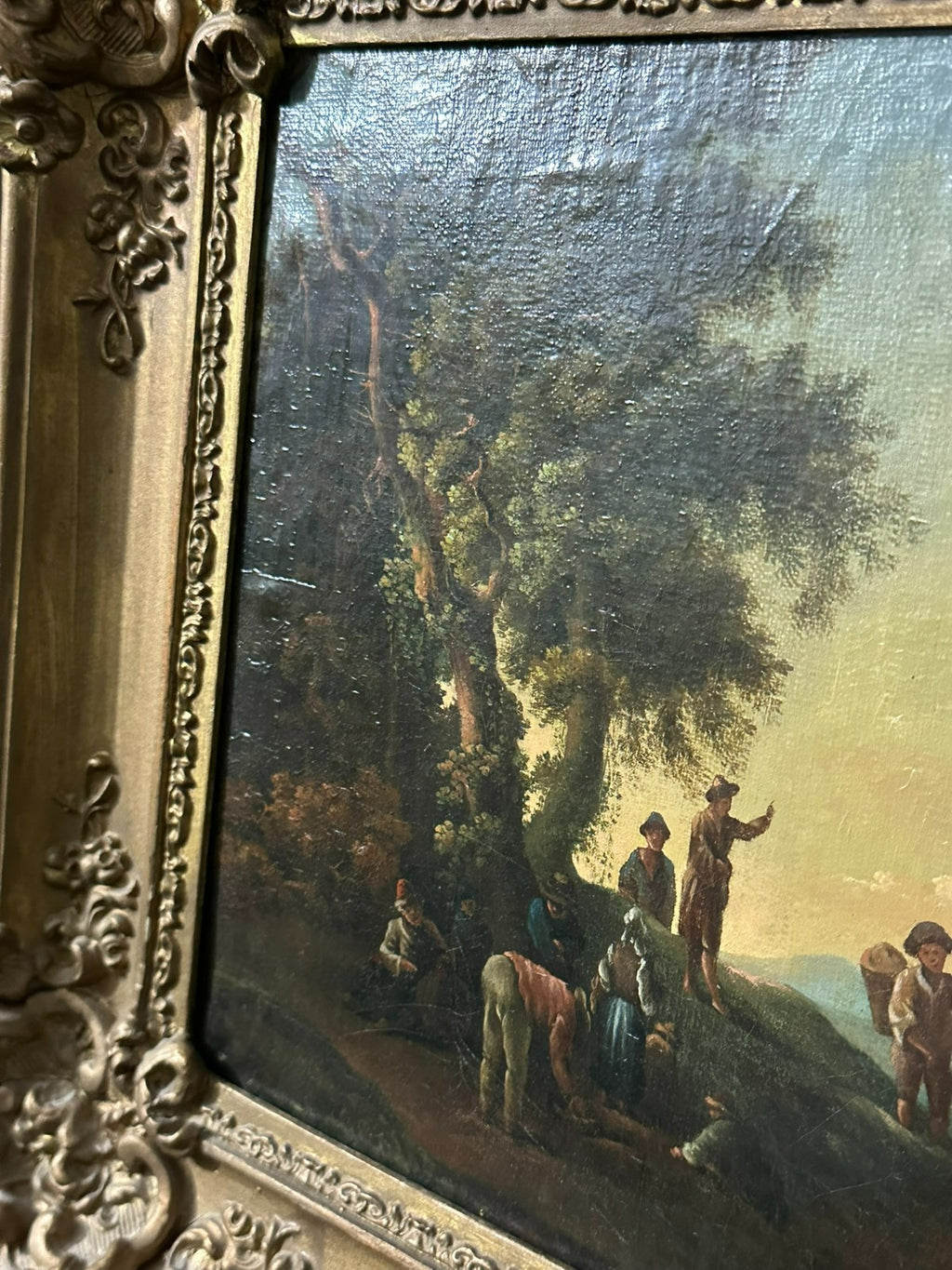 Barock Altmeister Ölgemälde Rastende Bauern Landschaft um 1750