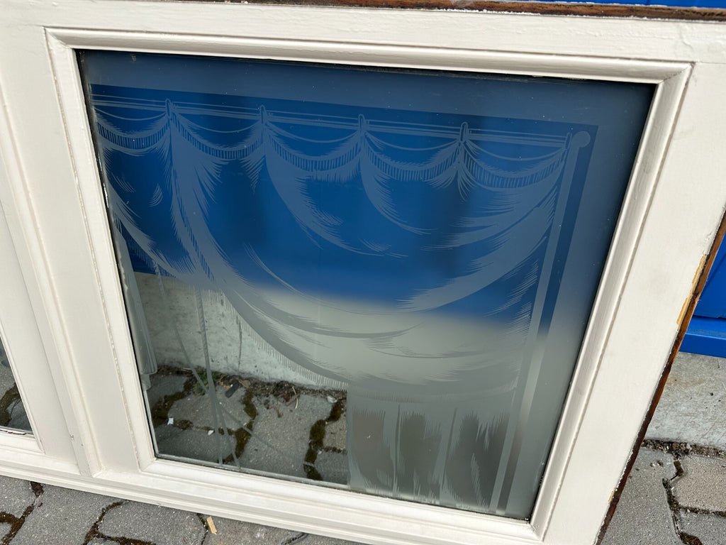 Innenraum Supraporte Fenster Glas Jugendstil um 1900 Girlanden Ätzdekor