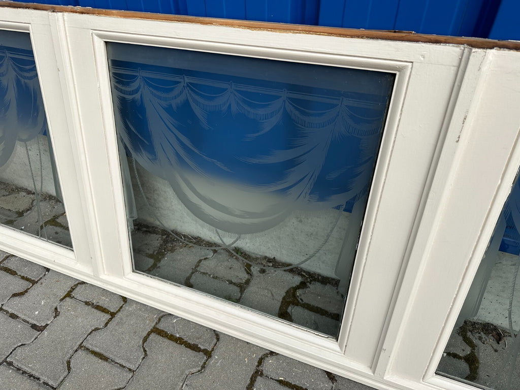 Innenraum Supraporte Fenster Glas Jugendstil um 1900 Girlanden Ätzdekor