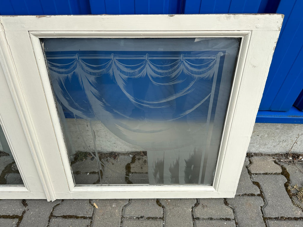 Innenraum Supraporte Fenster Glas Jugendstil um 1900 Girlanden Ätzdekor