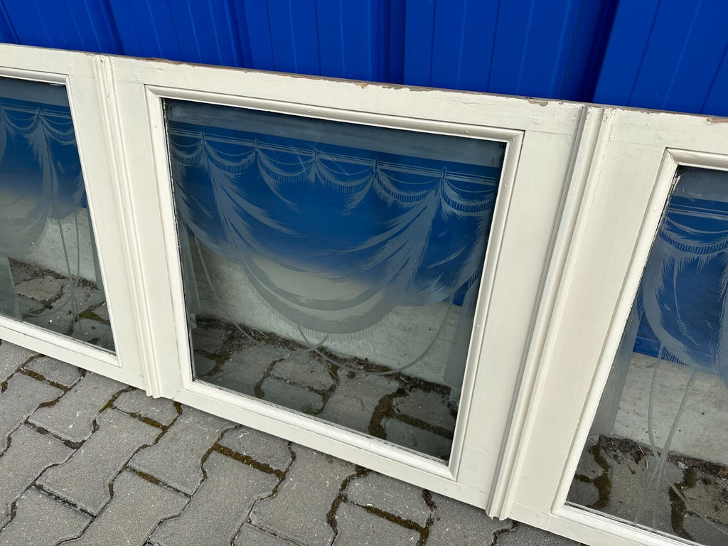 Innenraum Supraporte Fenster Glas Jugendstil um 1900 Girlanden Ätzdekor