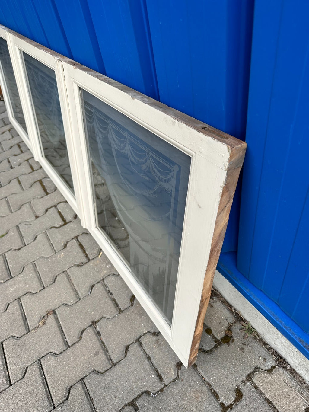 Innenraum Supraporte Fenster Glas Jugendstil um 1900 Girlanden Ätzdekor