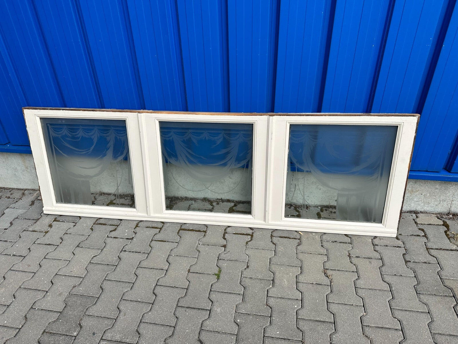 INNENRAUM SUPRAPORTE FENSTER GLAS JUGENDSTIL UM 1900 GIRLANDEN ÄTZDEKOR