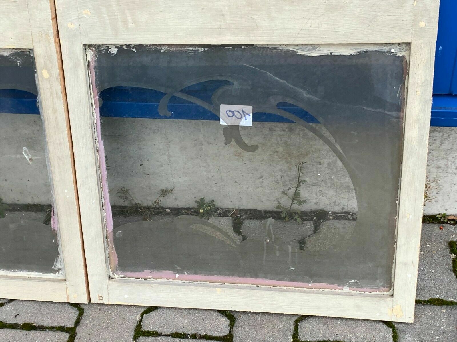 3x antike Glasscheibe Glas Fenster original um 1900 Jugendstil Glas Collage