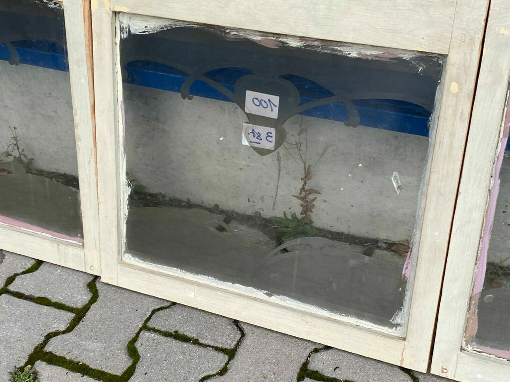 3x antike Glasscheibe Glas Fenster original um 1900 Jugendstil Glas Collage