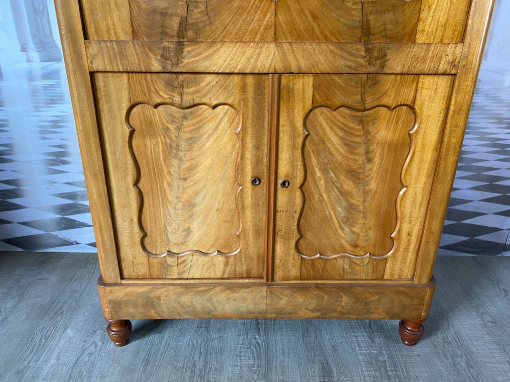 Biedermeier Sekretär um 1860 antik Mahagoni Furnier Innen Birke Schreibmöbel