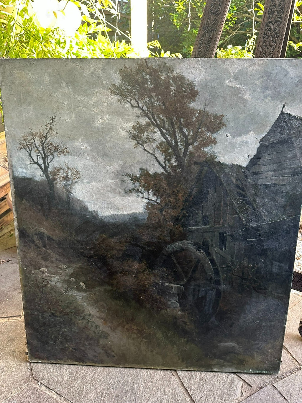 Grosses Ölgemälde Fritz Rabending (1862-1929) Landschaft mit Mühle
