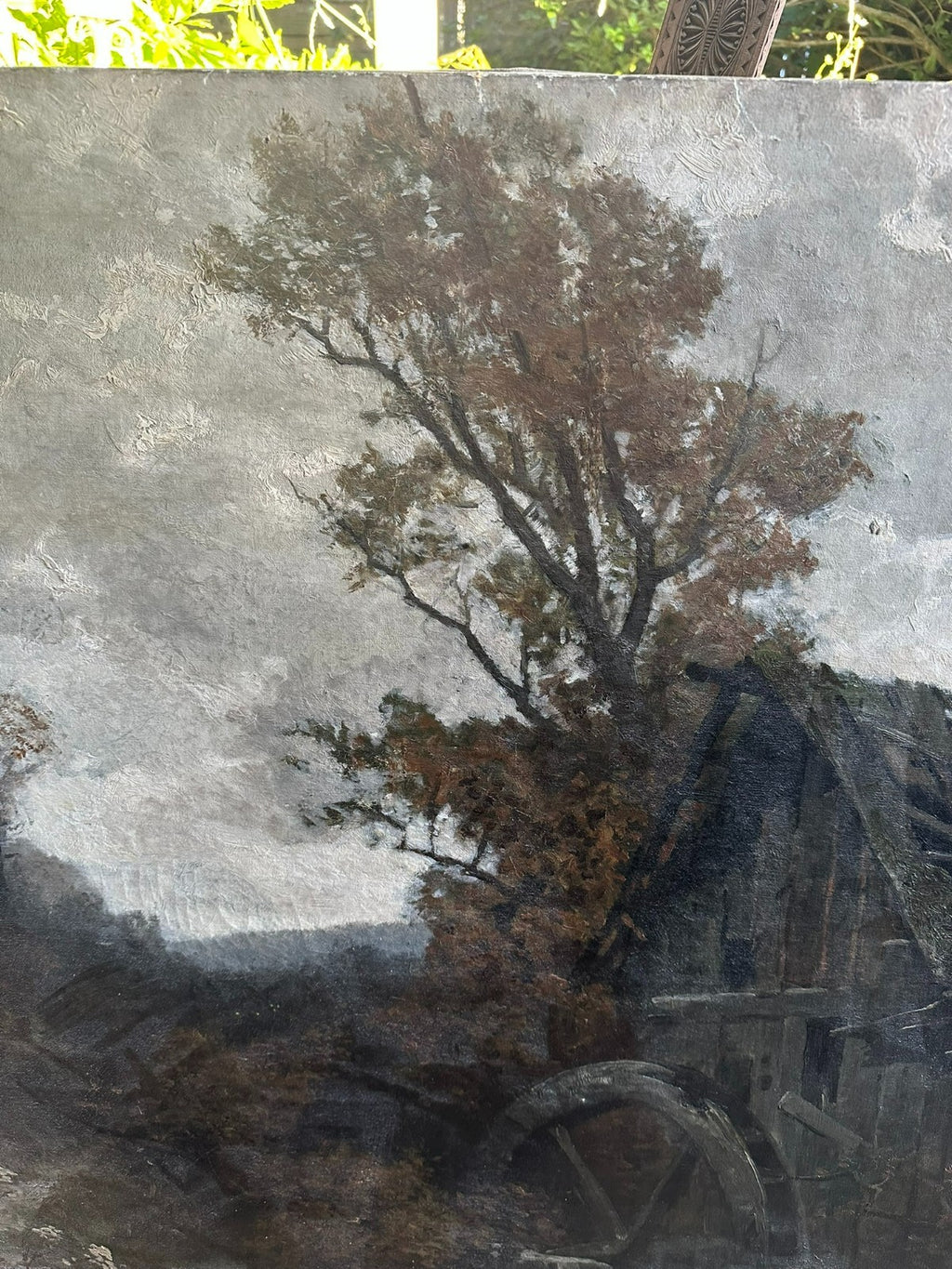 Grosses Ölgemälde Fritz Rabending (1862-1929) Landschaft mit Mühle