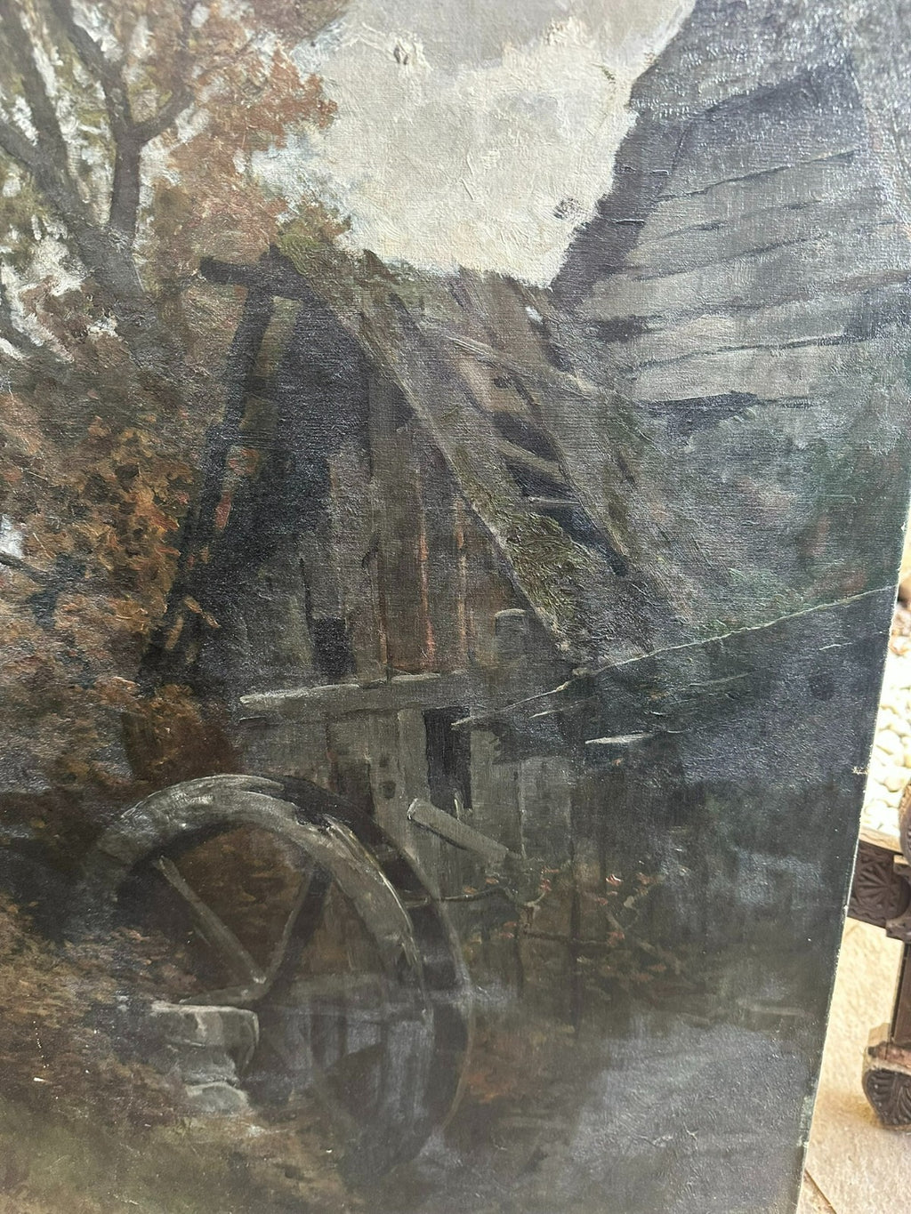 Grosses Ölgemälde Fritz Rabending (1862-1929) Landschaft mit Mühle