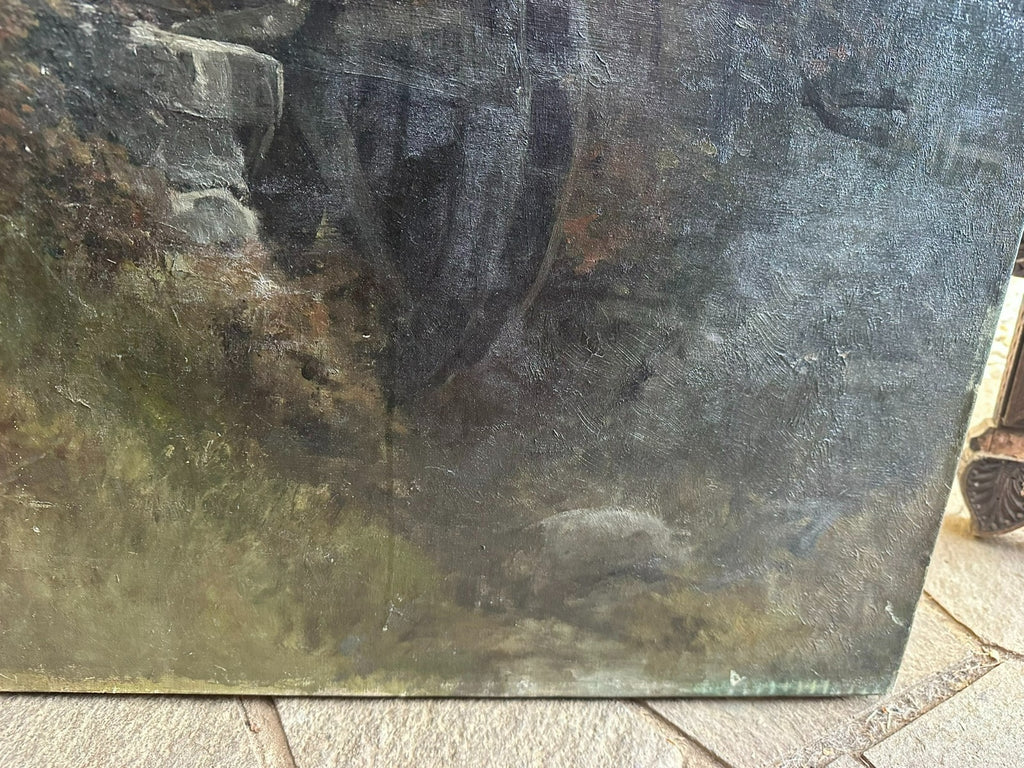 Grosses Ölgemälde Fritz Rabending (1862-1929) Landschaft mit Mühle