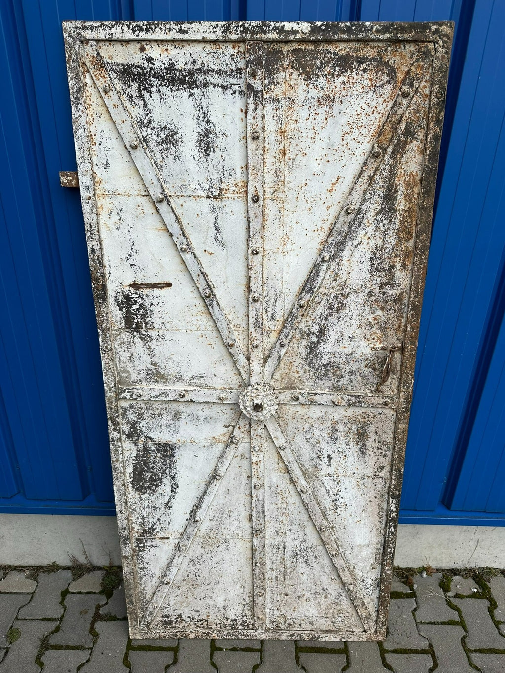 Grosse antike Spät-Gotische Tür Türblatt aus Eisen 16/17 tes Jhdt 86,5x181,5cm