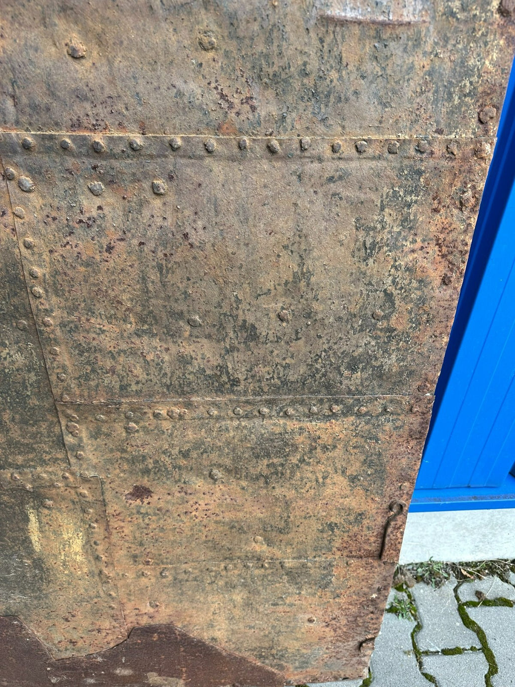 Grosse antike Spät-Gotische Tür Türblatt aus Eisen 16/17 tes Jhdt 86,5x181,5cm