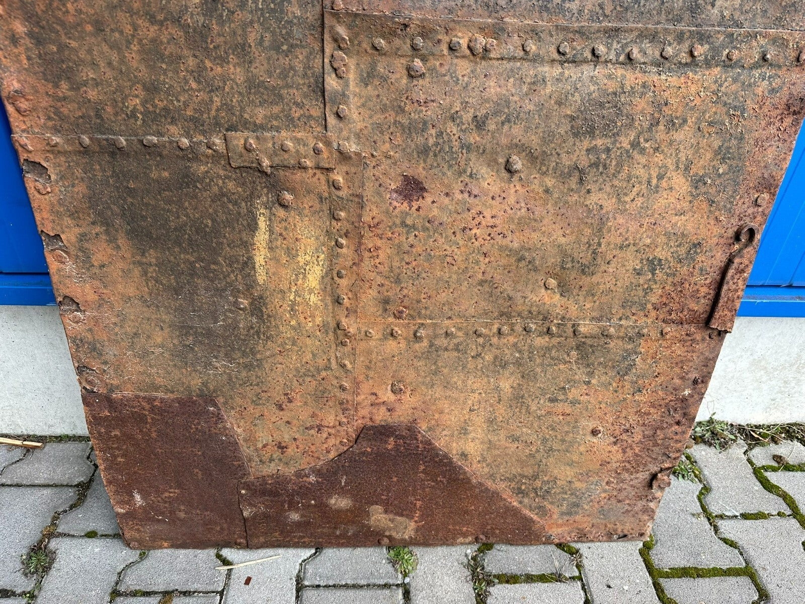 Grosse antike Spät-Gotische Tür Türblatt aus Eisen 16/17 tes Jhdt 86,5x181,5cm