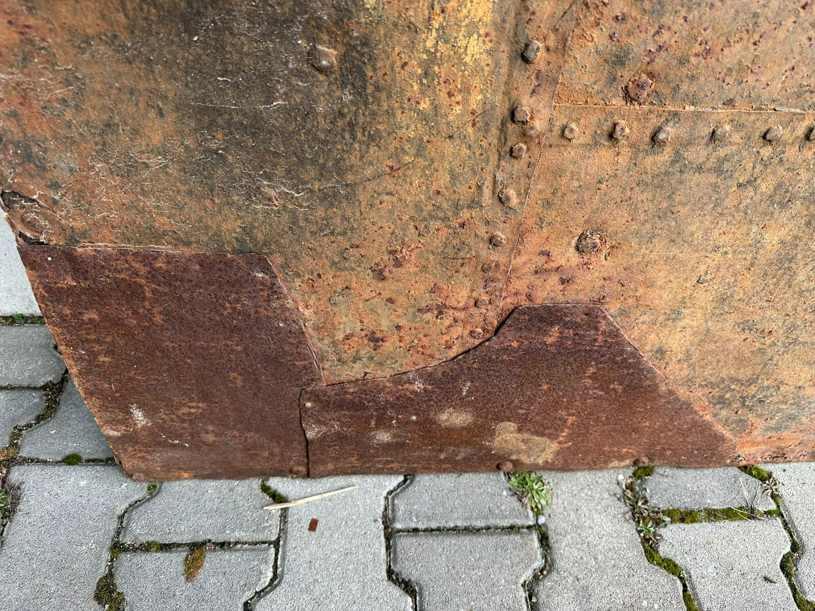 Grosse antike Spät-Gotische Tür Türblatt aus Eisen 16/17 tes Jhdt 86,5x181,5cm