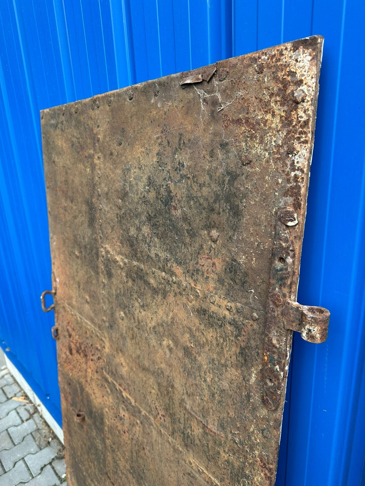 Grosse antike Spät-Gotische Tür Türblatt aus Eisen 16/17 tes Jhdt 86,5x181,5cm