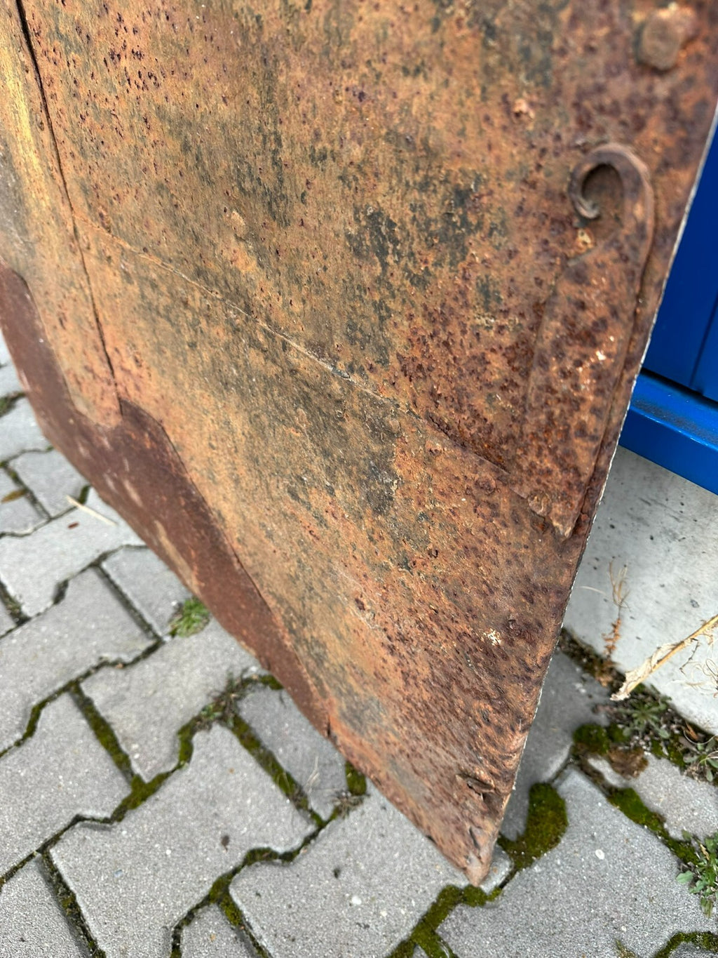 Grosse antike Spät-Gotische Tür Türblatt aus Eisen 16/17 tes Jhdt 86,5x181,5cm