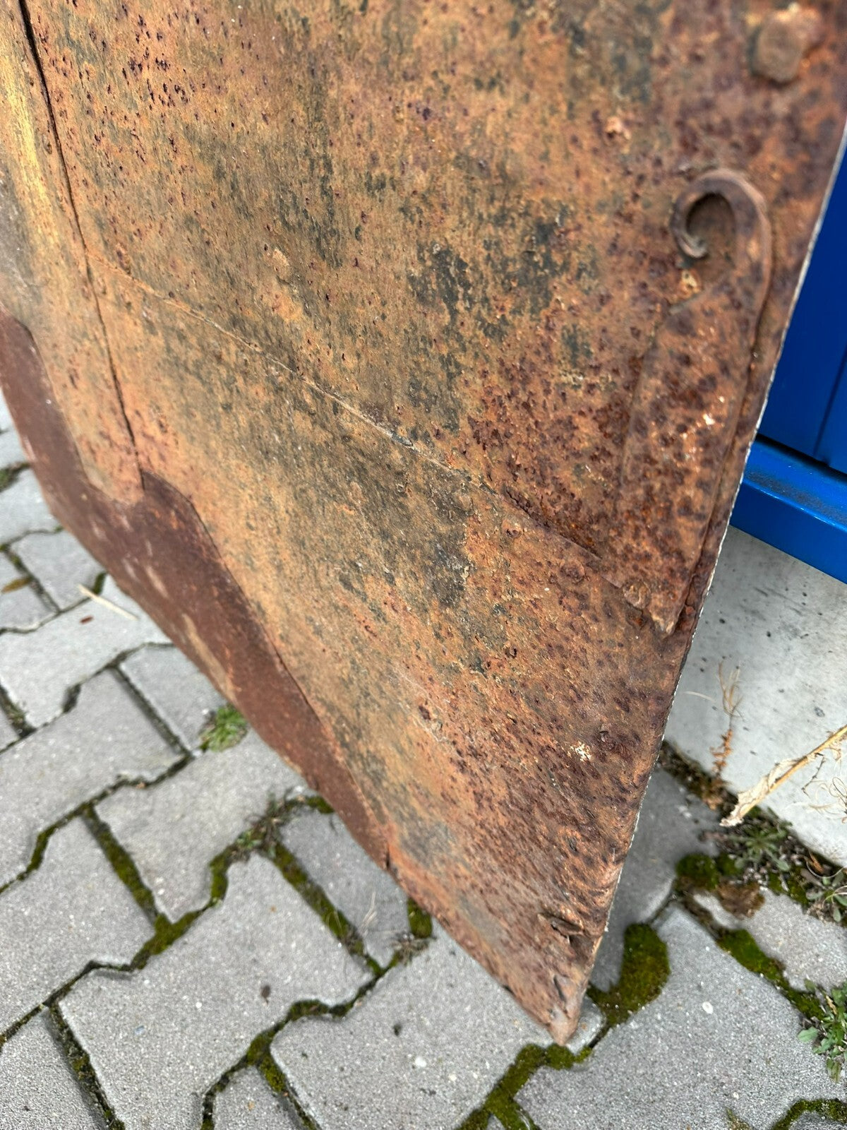 Grosse antike Spät-Gotische Tür Türblatt aus Eisen 16/17 tes Jhdt 86,5x181,5cm