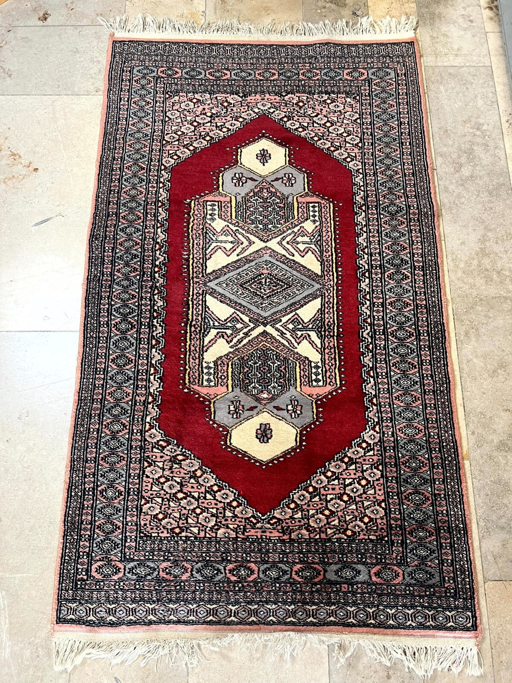 ALTER ORIENTTEPPICH  MEDAILLONTEPPICH TEPPICH AUS WOLLE HANDGEKNÜPFT 173x95cm