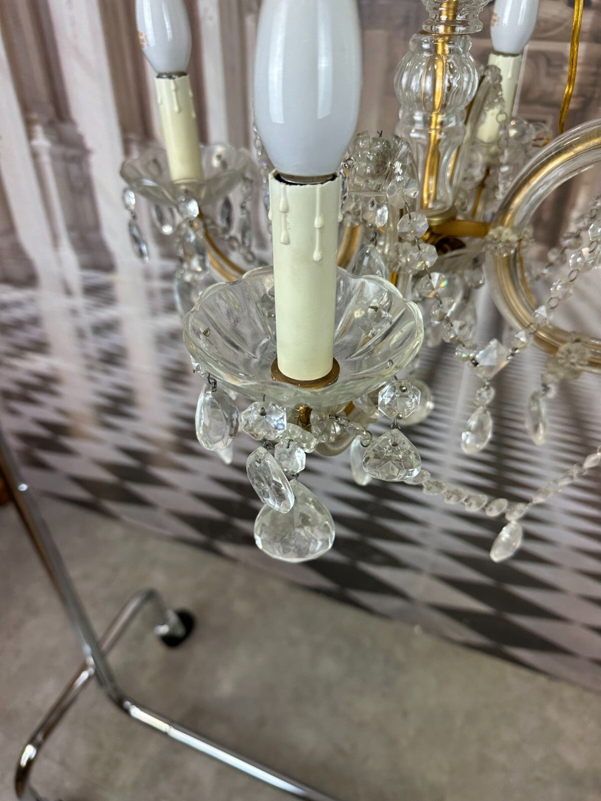 Deckenleuchter aus Glas mit Behang Deckenlampe Prunkleuchter Kronleuchter