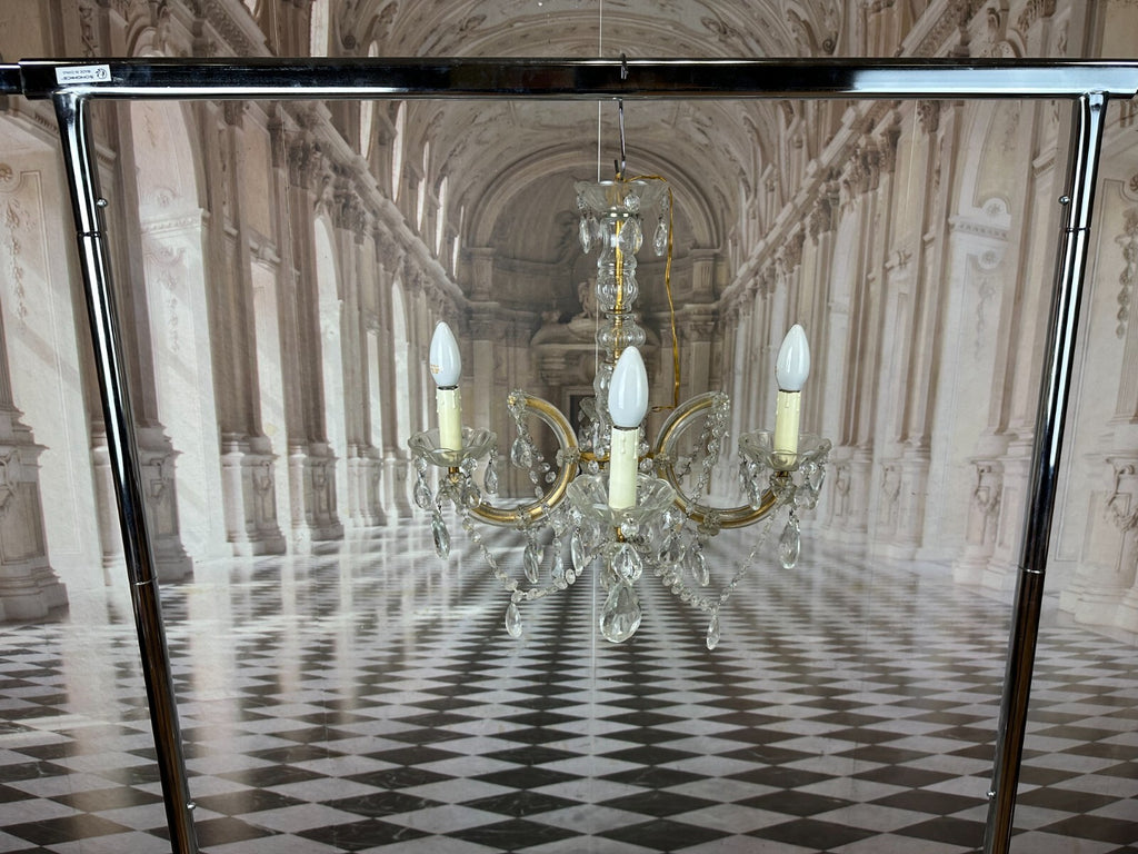 Deckenleuchter aus Glas mit Behang Deckenlampe Prunkleuchter Kronleuchter