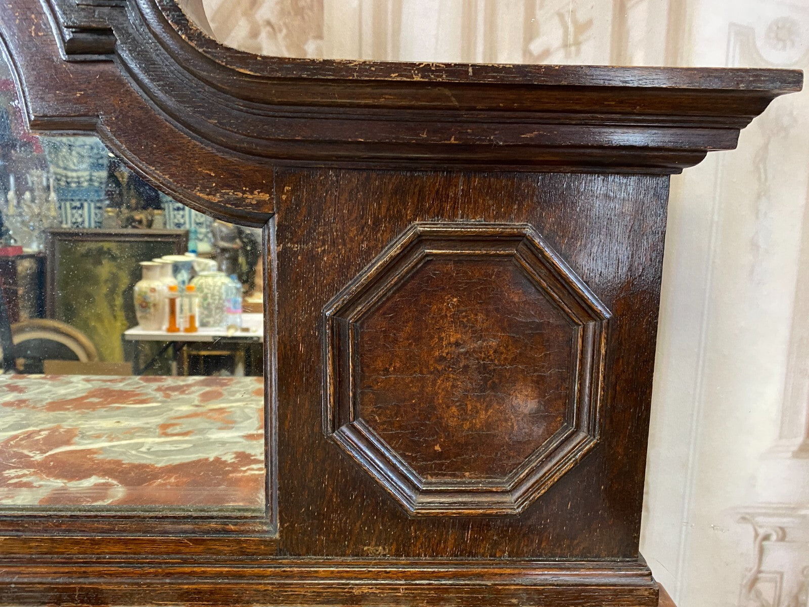 Antike Anrichte Buffet Saint Remy Marmorplatte und Spiegel um 1880 Frankreich