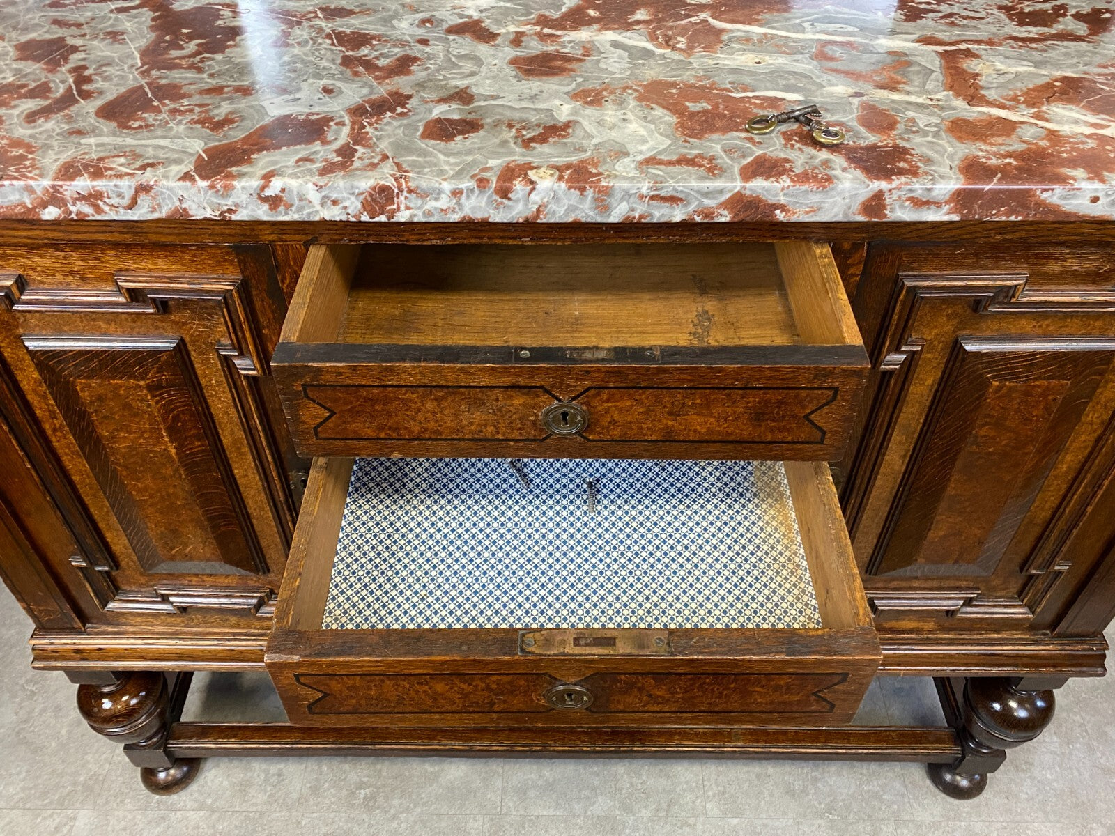 Antike Anrichte Buffet Saint Remy Marmorplatte und Spiegel um 1880 Frankreich