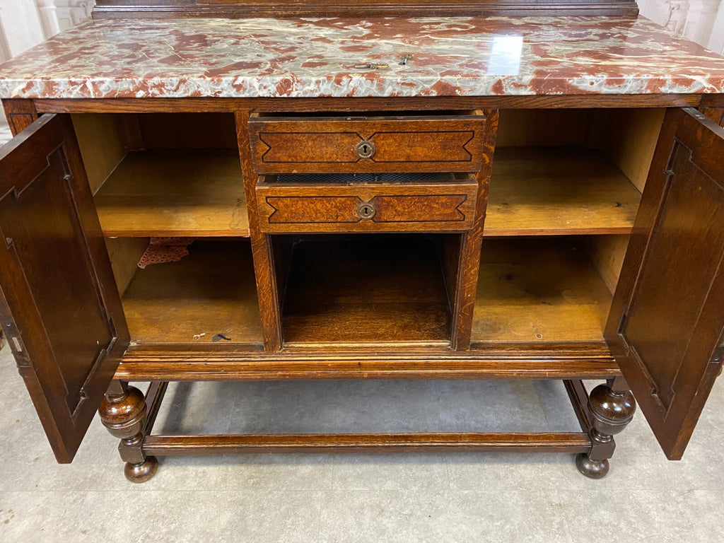 Antike Anrichte Buffet Saint Remy Marmorplatte und Spiegel um 1880 Frankreich