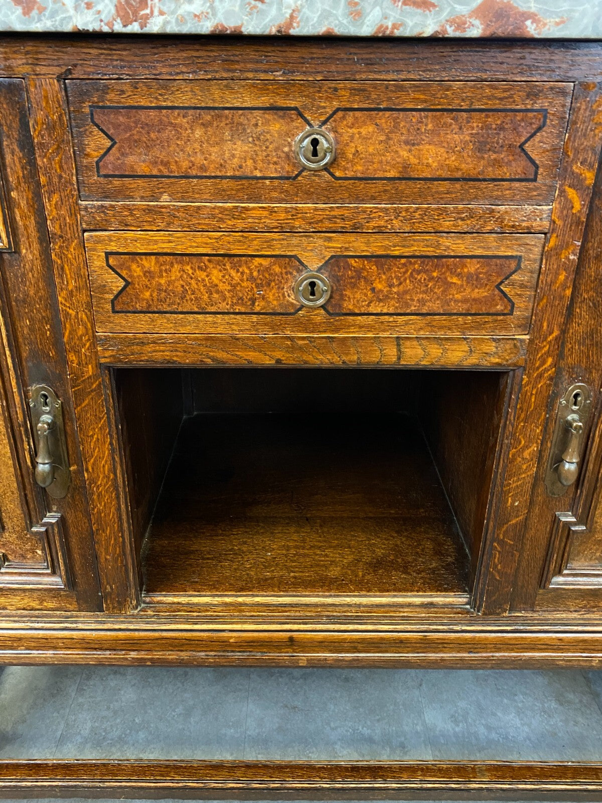 Antike Anrichte Buffet Saint Remy Marmorplatte und Spiegel um 1880 Frankreich