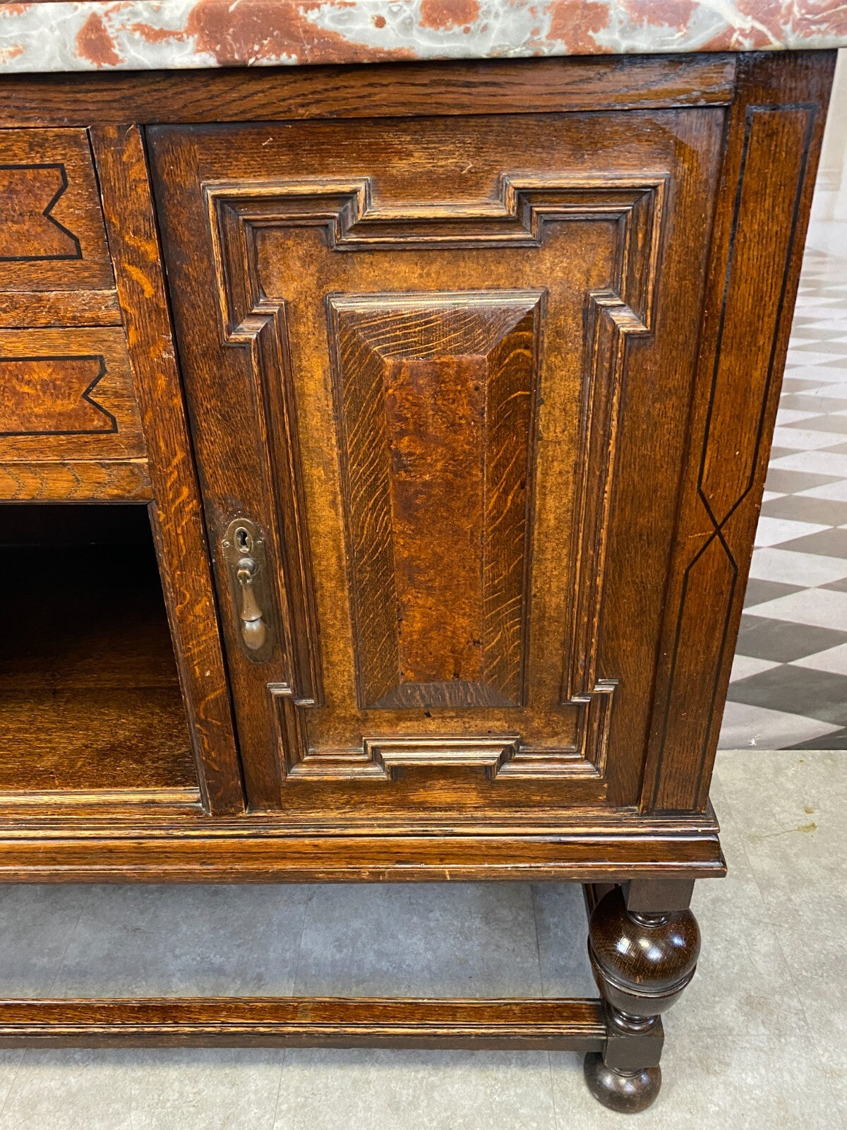 Antike Anrichte Buffet Saint Remy Marmorplatte und Spiegel um 1880 Frankreich
