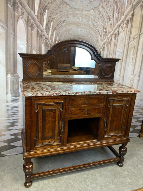 ANTIKE ANRICHTE BUFFET SAINT REMY MARMORPLATTE UND SPIEGEL UM 1880 FRANKREICH