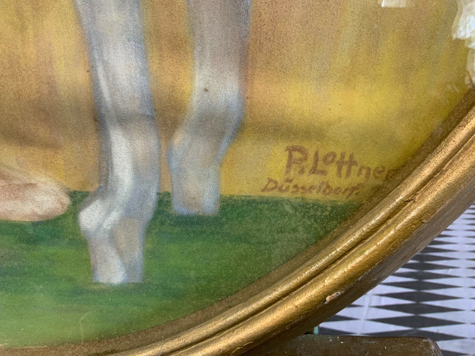 Pastell Portrait Mädchen von R. Lottner Düsseldorf signiert