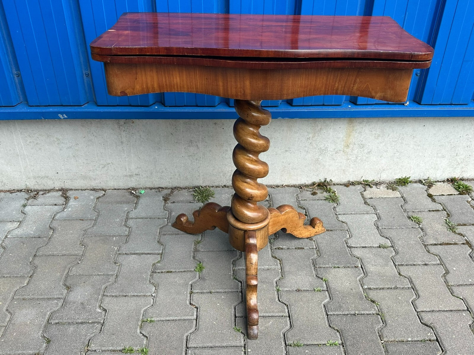 ANTIKER SPIELTISCH BEISTELLTISCH LOUIS PHILIPPE UM 1860 MAHAGONI