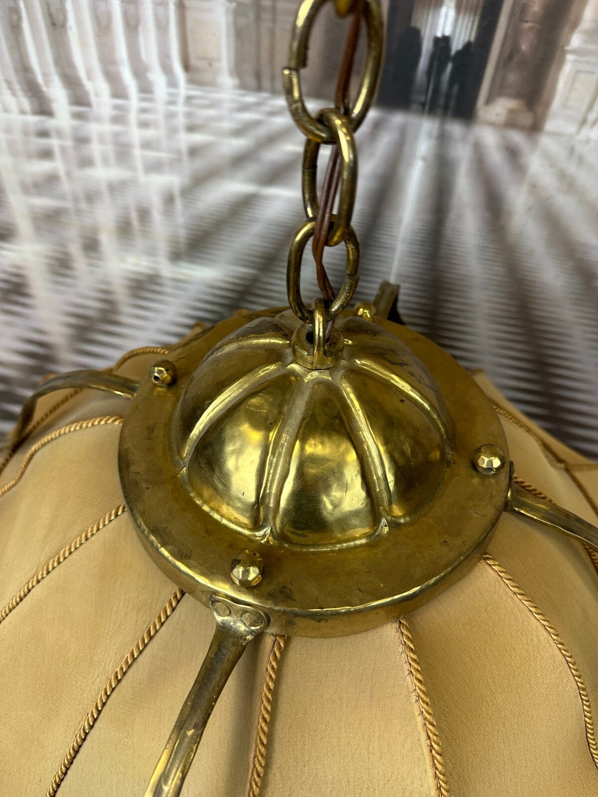 Antiker Deckenleuchter aus Messing Deckenlampe Prunkleuchter Art Deco 1930er