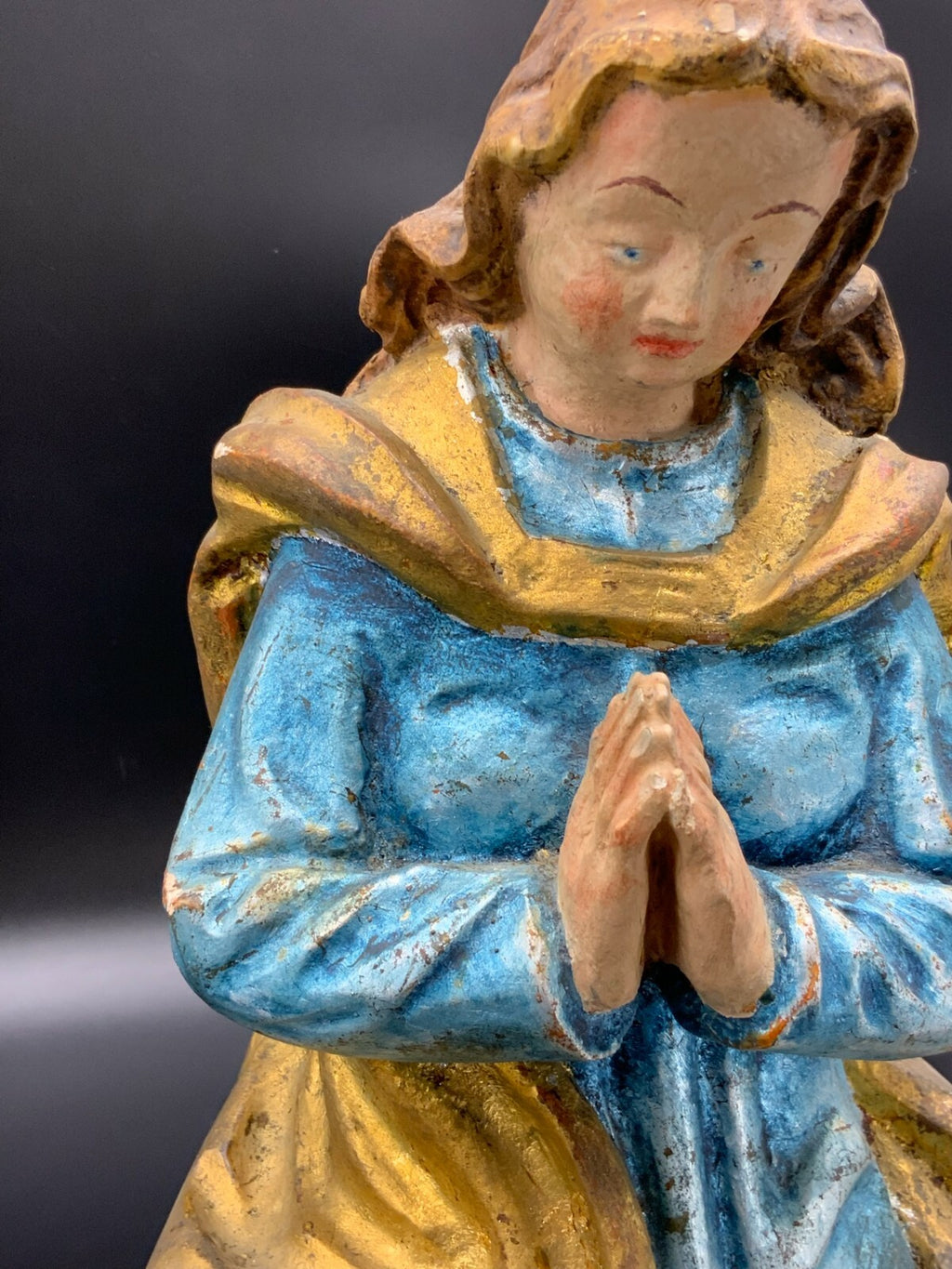 Mondsichel Madonna Heiligenfigur Skulptur aus Holz handgeschnitzt 45cm
