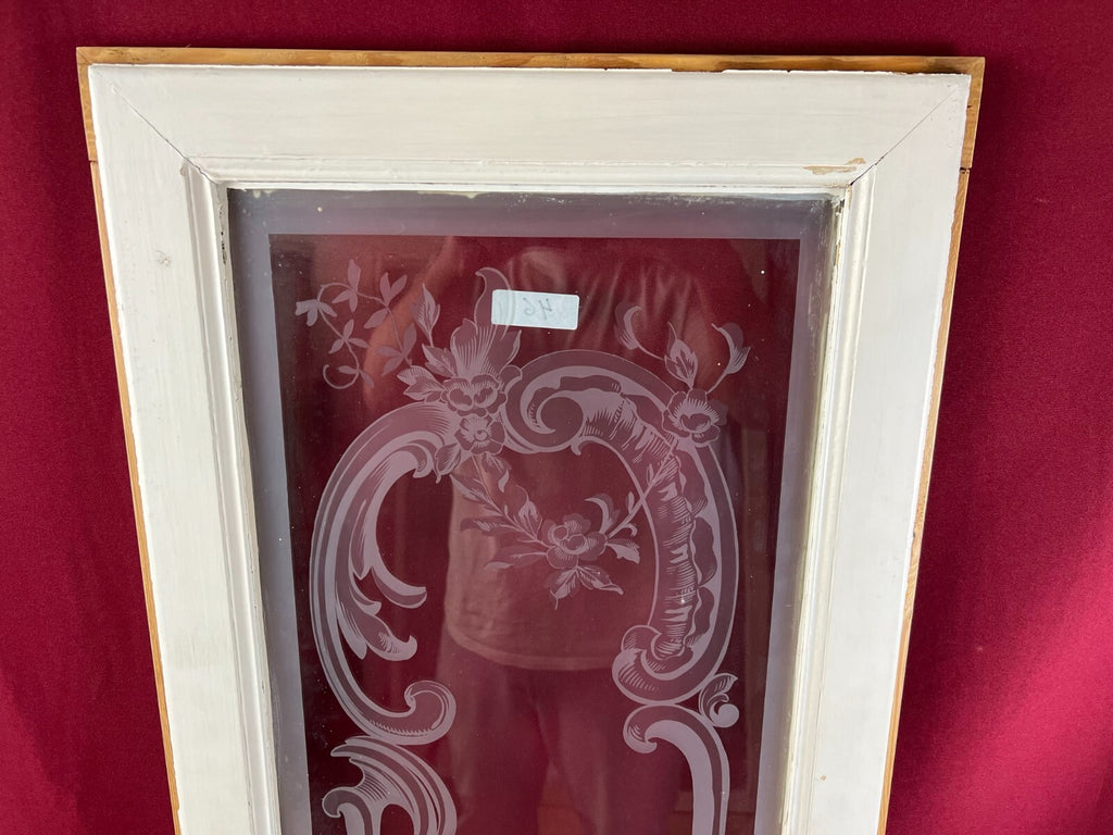 2x antike Glasscheibe Jugendstil um 1890 Fenster Personen 43,5x143cm