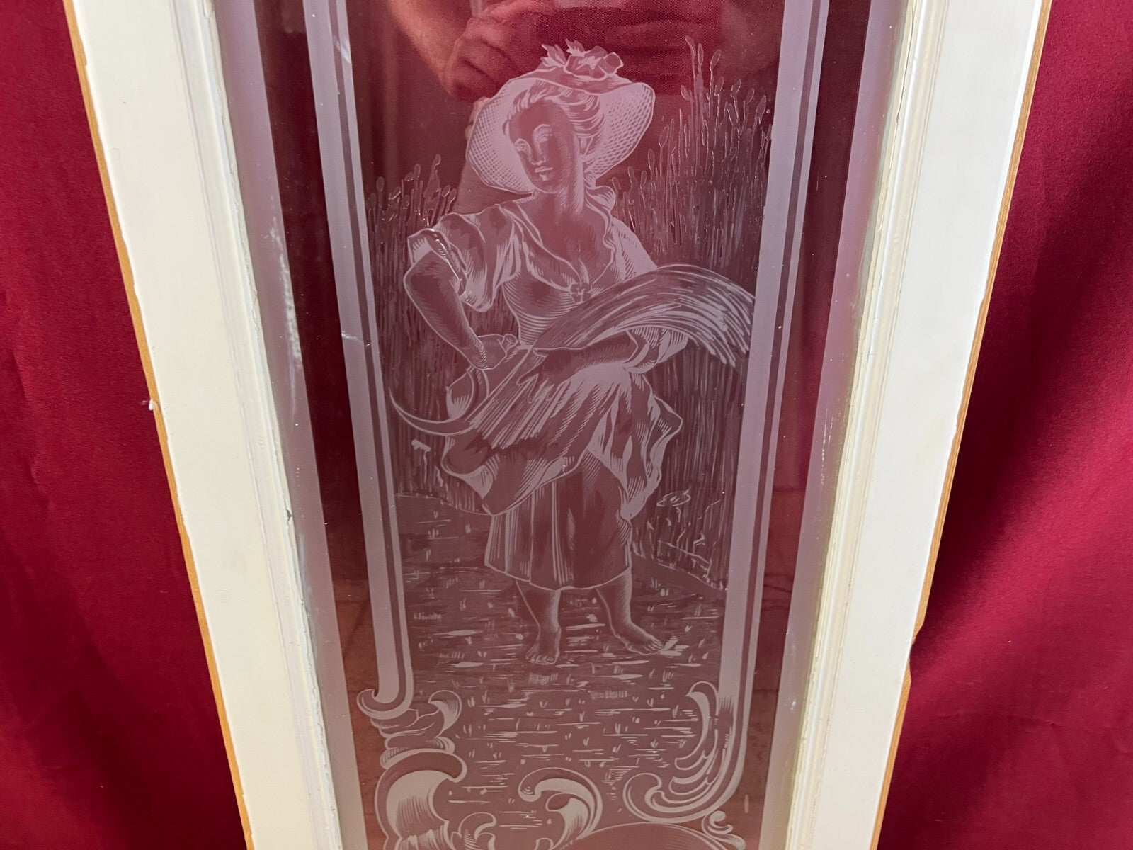2x antike Glasscheibe Jugendstil um 1890 Fenster Personen 43,5x143cm