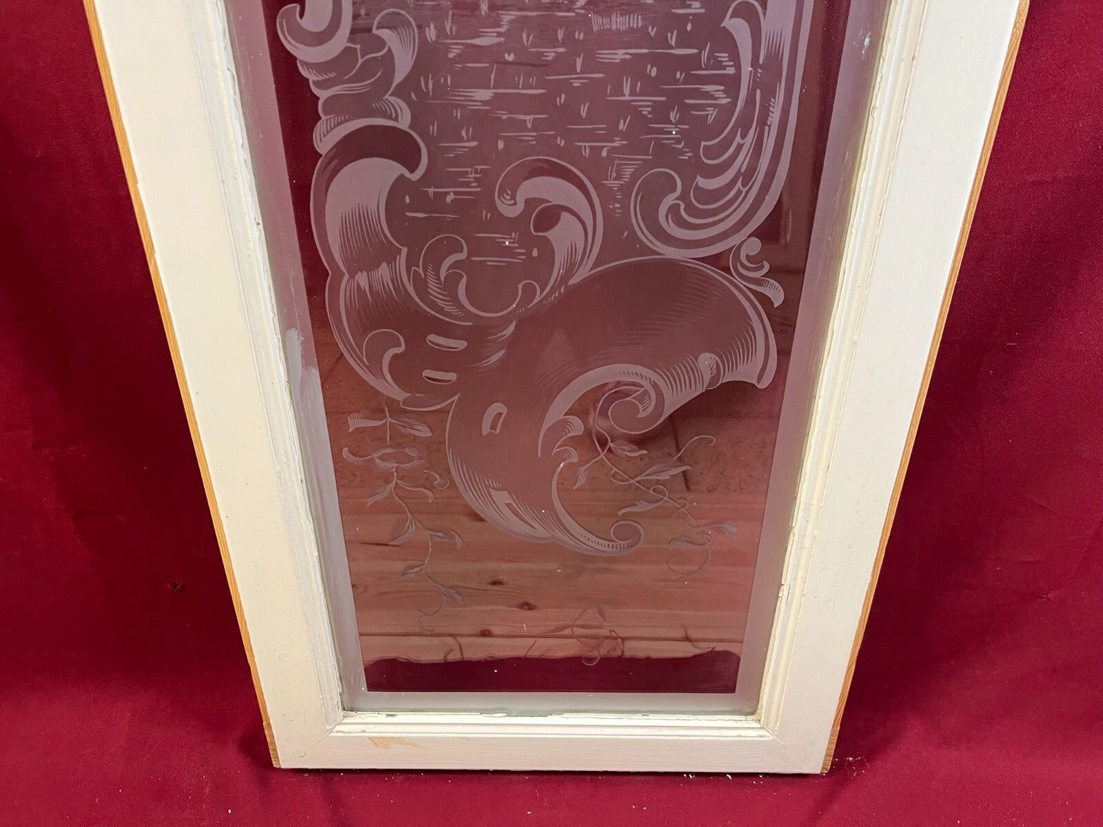 2x antike Glasscheibe Jugendstil um 1890 Fenster Personen 43,5x143cm