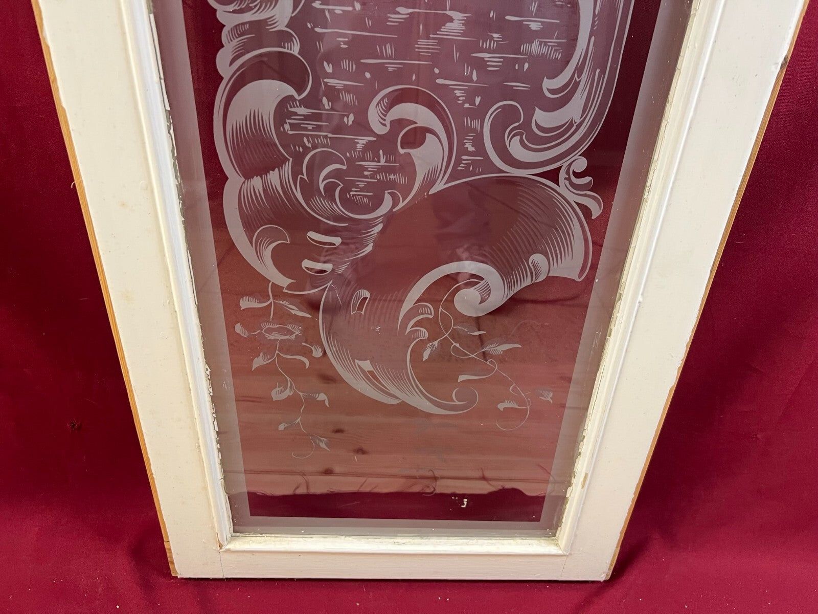 2x antike Glasscheibe Jugendstil um 1890 Fenster Personen 43,5x143cm