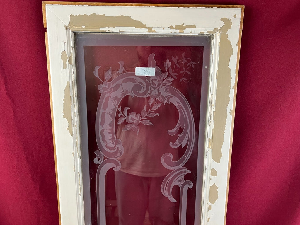 2x antike Glasscheibe Jugendstil um 1890 Fenster Personen 43,5x143cm