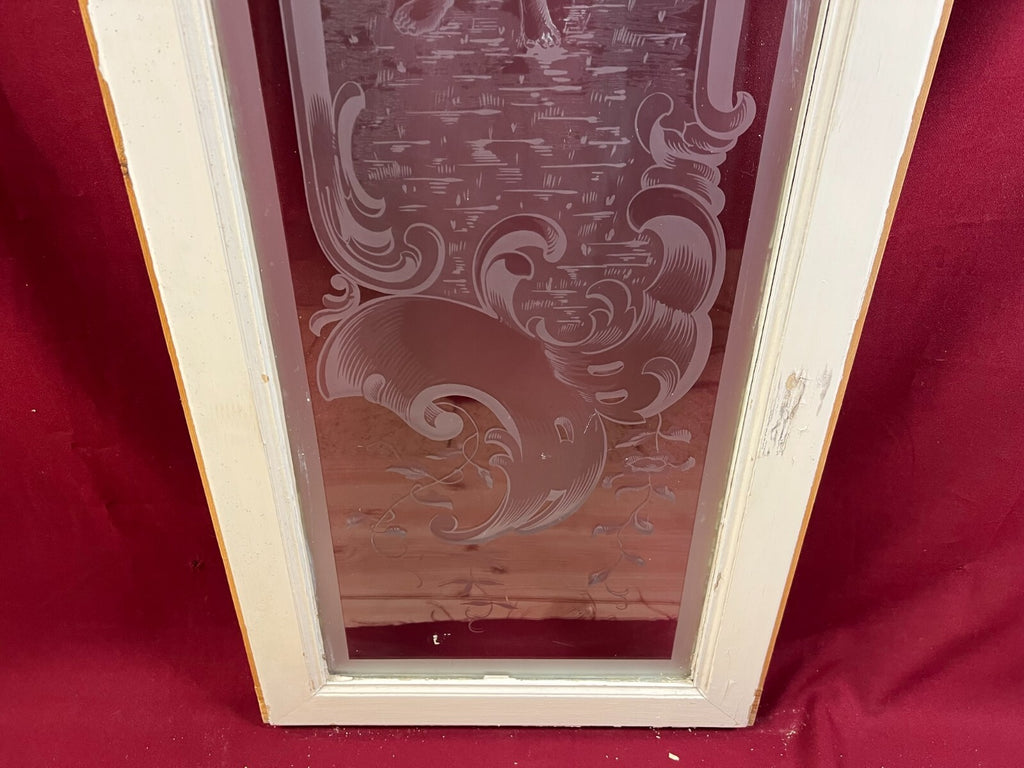 2x antike Glasscheibe Jugendstil um 1890 Fenster Personen 43,5x143cm