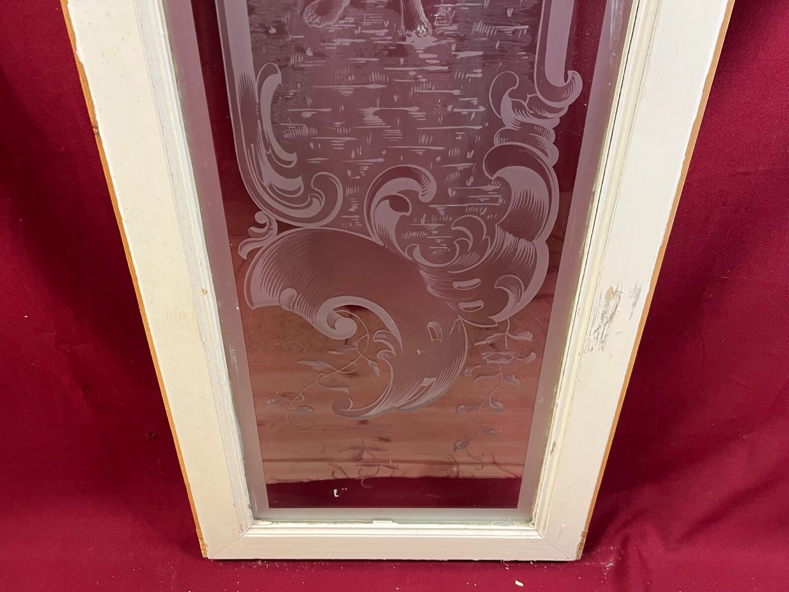 2x antike Glasscheibe Jugendstil um 1890 Fenster Personen 43,5x143cm