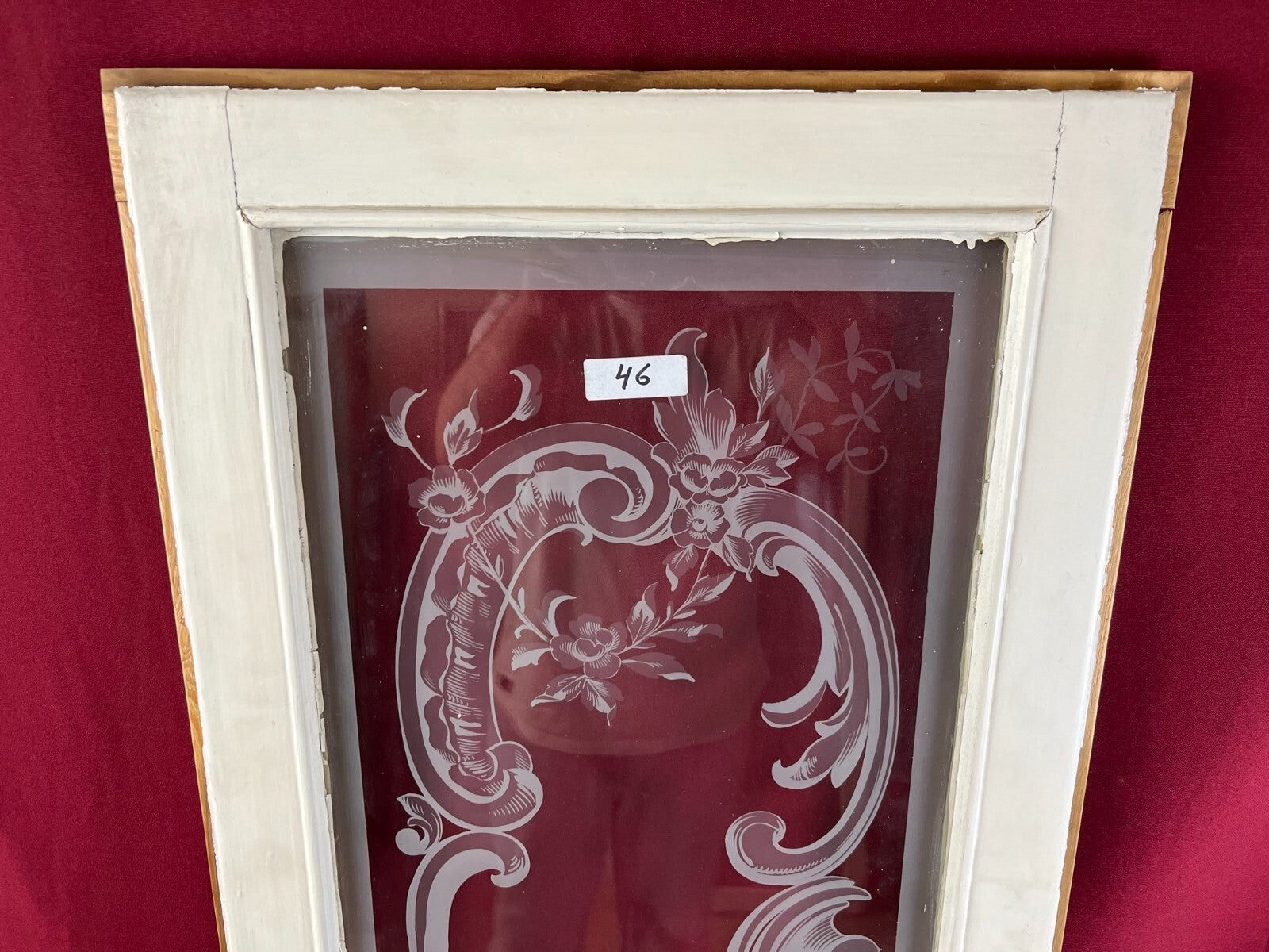 2x antike Glasscheibe Jugendstil um 1890 Fenster Personen 43,5x143cm