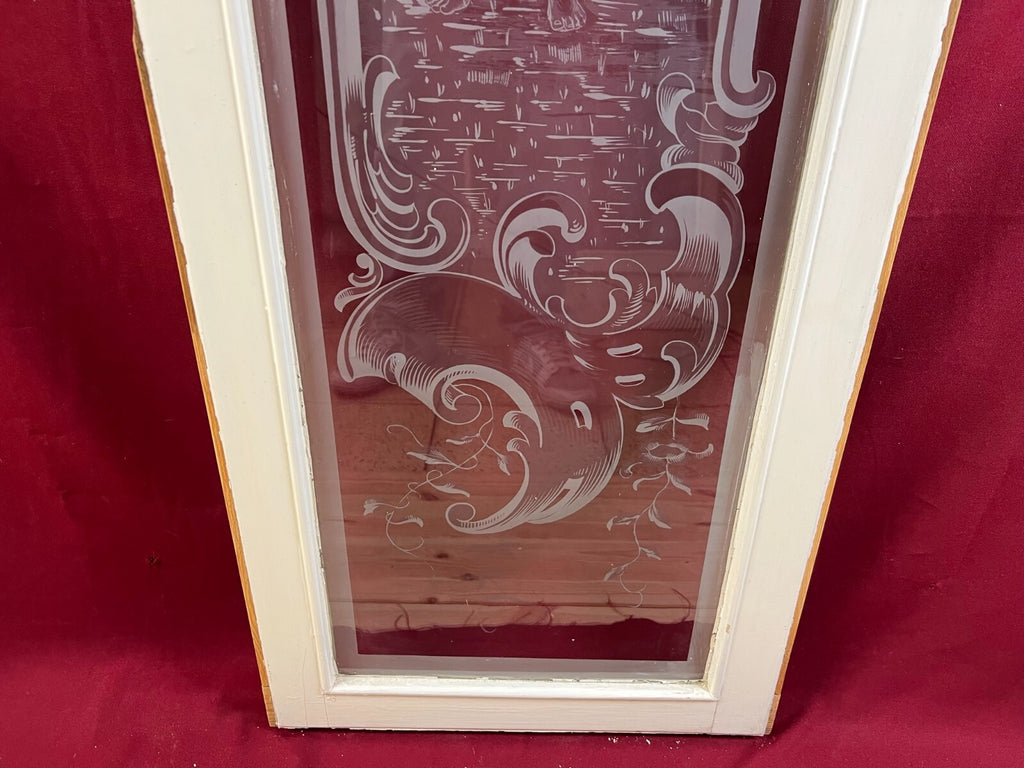 2x antike Glasscheibe Jugendstil um 1890 Fenster Personen 43,5x143cm